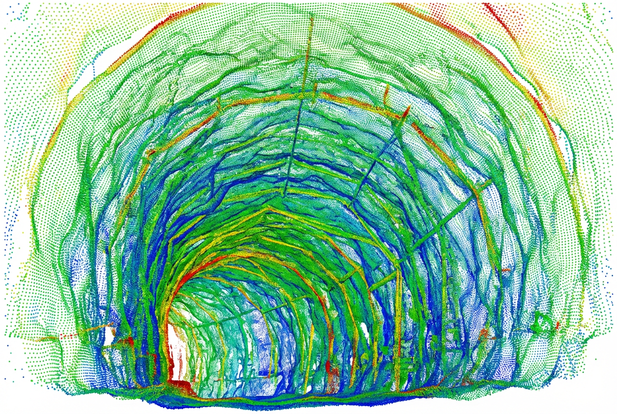 3D laser point cloud map of tunnel infrastructure